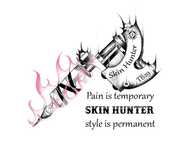 Tattoo-Maschine – Variante 1 – Skin Hunter Sticker, 7,5 cm